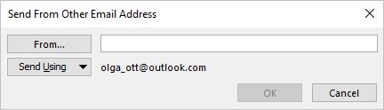 Other Email Address in From field message Outlook 365