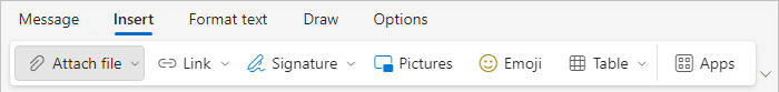 Attach File button in Simplified ribbon Outlook for Web