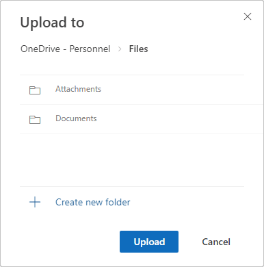 Upload to OneDrive location in Outlook for Web