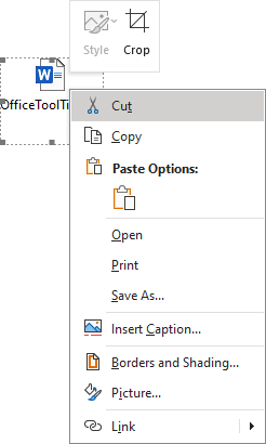 Cut the attachment in Outlook 365