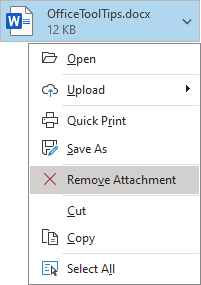 Remove the file attachment in Outlook 365