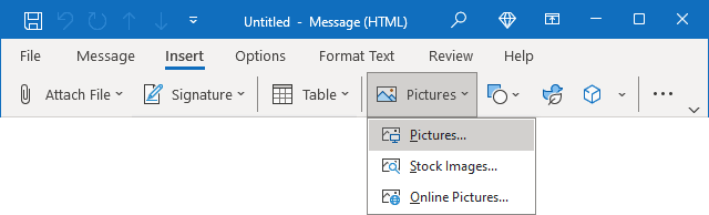 Pictures button in Simplified ribbon Outlook 365
