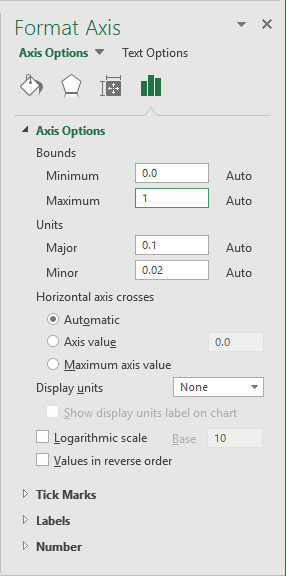Format Axis in Excel 2016