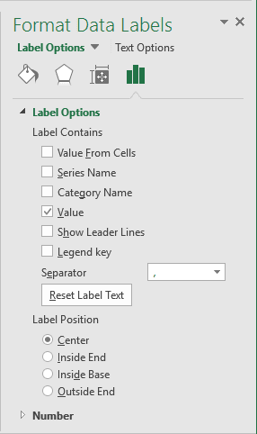 Format Data Label in Excel 2016