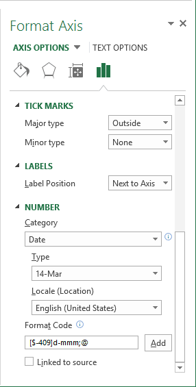 Format Axis in Excel 2013