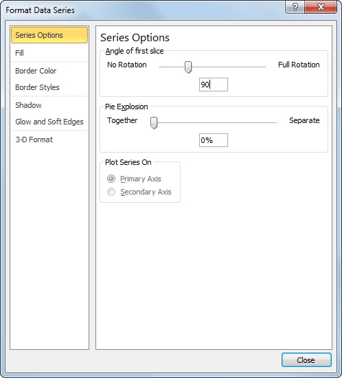 Series Options in Excel 2010