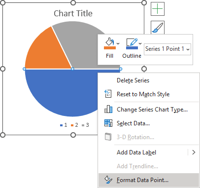 Format Data Point in popup menu Excel 365