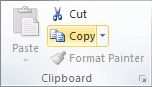 Copy in Excel 2010