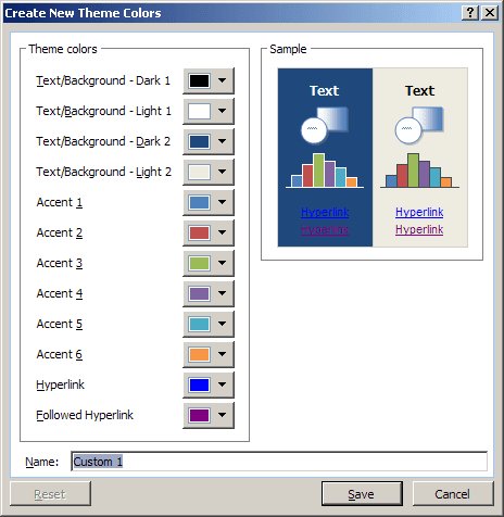 Create New Theme Colors in Excel 2007