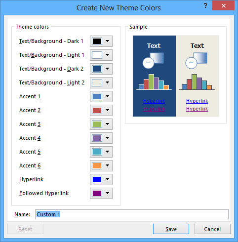 Create New Theme Colors in Excel 2013