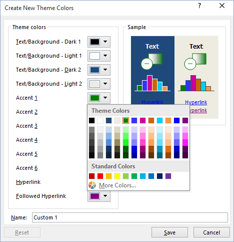 New Color in Excel 2016