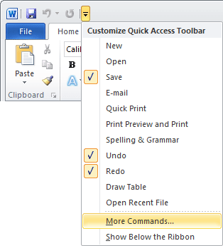 Quick Access Word 2010