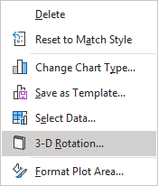 3D Rotation in popup menu Excel 365