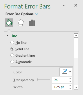 Format Error Bars lines in Excel 365