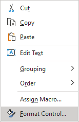 Format Control in Excel 365
