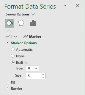 Built-in Marker Options in Excel 365