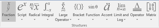 Fraction button in Word 2016