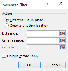 Advanced Filter in Excel 2016