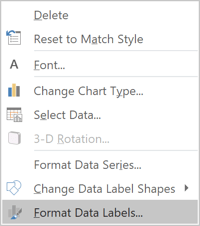 Format Data Labels in popup menu Excel 2016