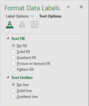 No fill and No line for Label in Excel 2016