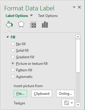 Fill Data Label in Excel 2016