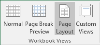 Page Layout view in Excel 2016