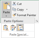 Paste Special as Picture in Excel 2016