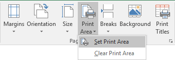 Set Print Area in Excel 2016