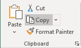 Copy button in Excel 365