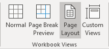 Page Layout view button in Excel 365