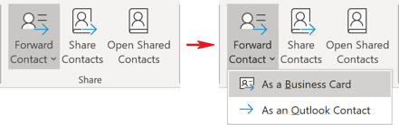 Forward Business Card in Outlook 365