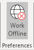 Work Offline button in Classic ribbon Outlook 365