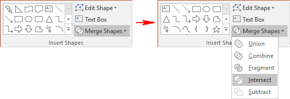 Intersect shapes in PowerPoint 2016