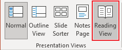 Reading View button in PowerPoint 365