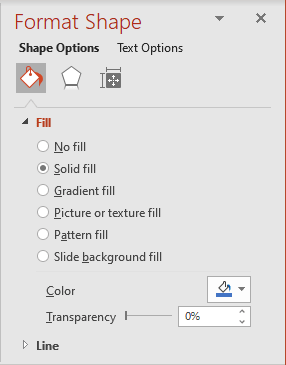 Fill in Format Shape pane in PowerPoint 365