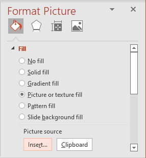 Insert file in Format Picture pane PowerPoint 365