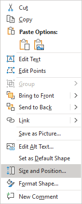 Size and Position in popup PowerPoint 365