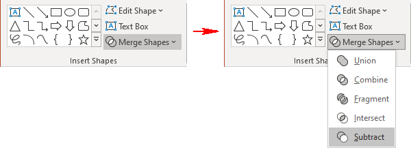 Subtract shapes in PowerPoint 365