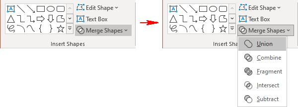 Union shapes in PowerPoint 365