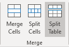 Split Table button in Word 365