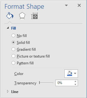 Format Shape pane in Word 2016