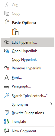 Hyperlink in Word 365