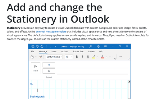 Add and change the Stationery in Outlook