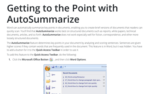 Getting to the Point with AutoSummarize