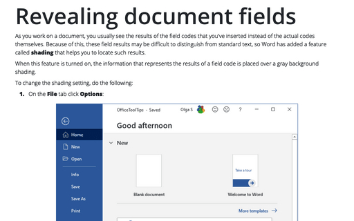 Revealing document fields