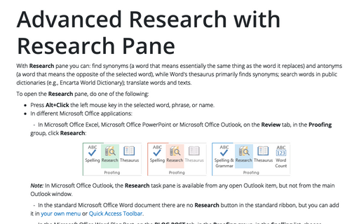 Advanced Research with Research Pane