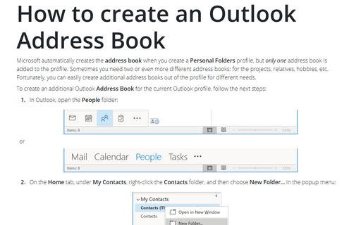How to create an Outlook Address Book