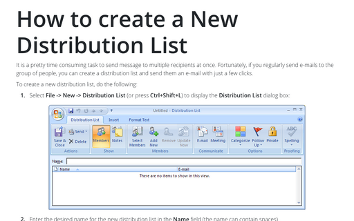 How to create a New Distribution List