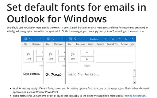 Set default fonts for emails in Outlook for Windows