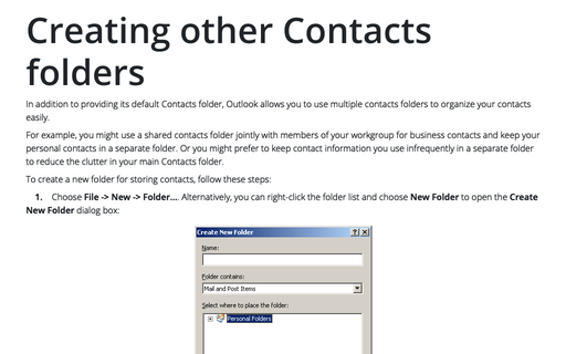 Creating other Contacts folders